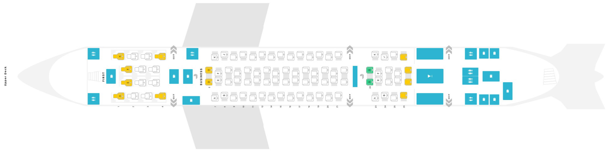 Emirates Airbus A380-800 Three Class Layout 1 Upper Deck