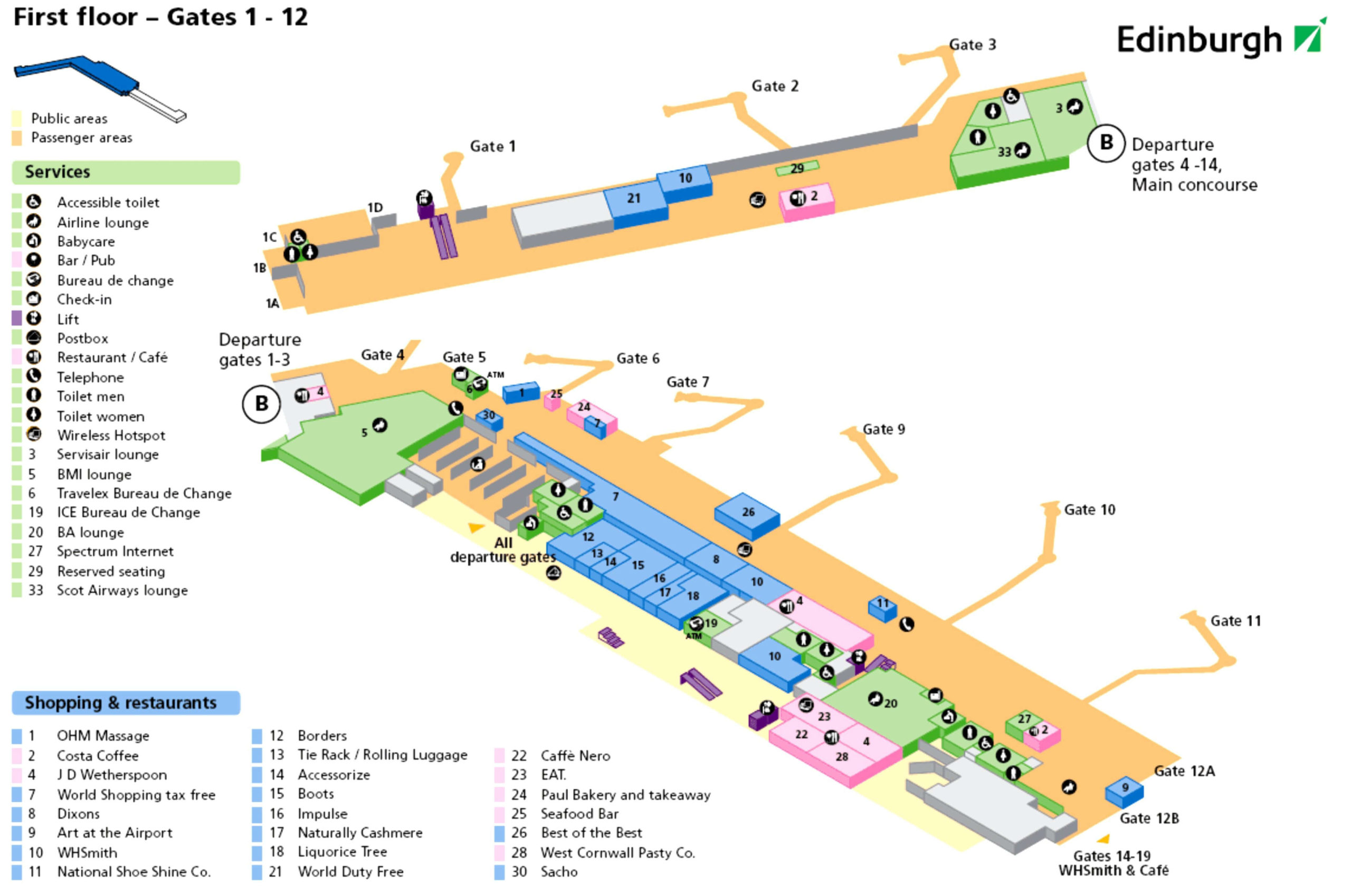 edinburgh airport gate map