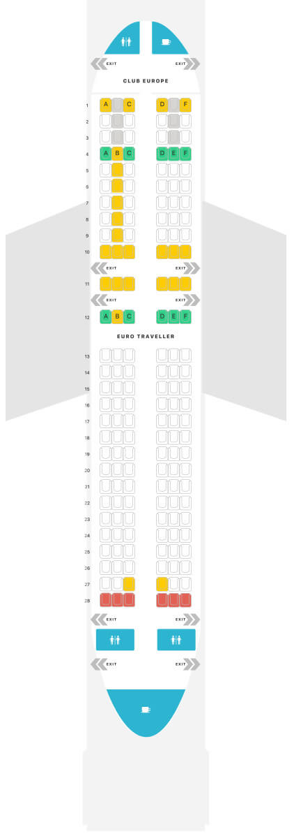 British Airways BA A320 Seat Map