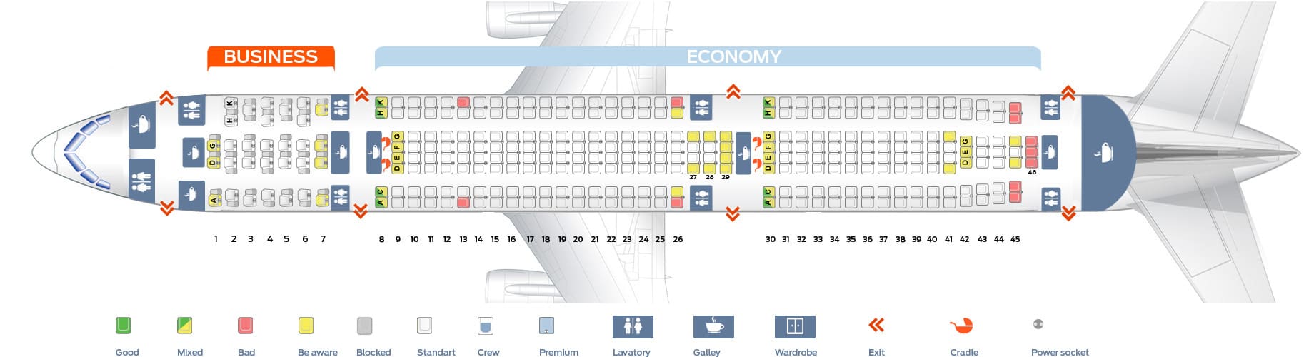 Aer Lingus A330 Seat Map - Flightradars24.co.uk