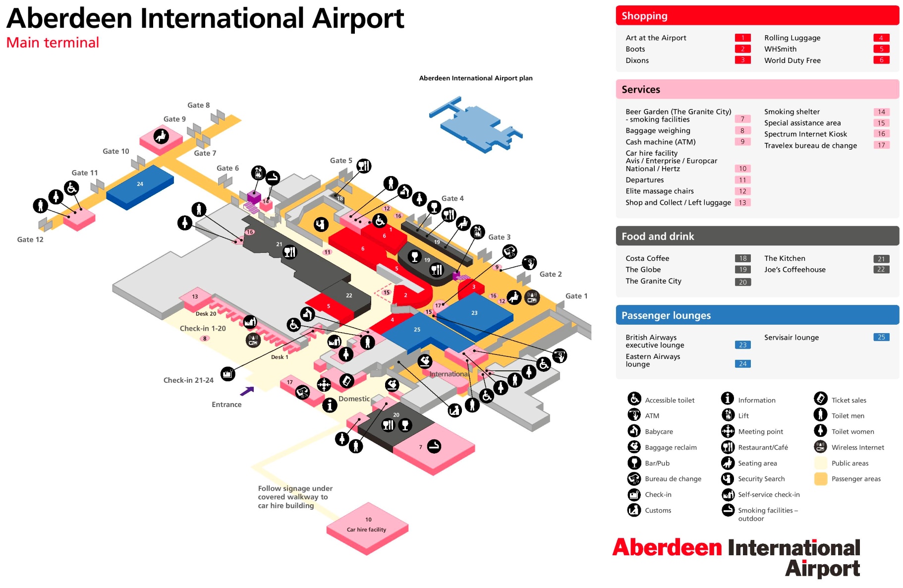Aberdeen International Airport map main terminal