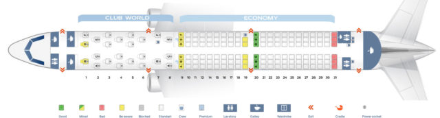 British Airways A321 Seating Plan - Flightradars24.co.uk