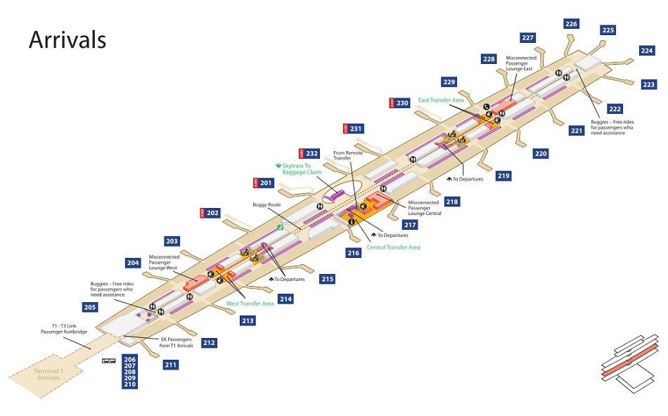 Dubai Airport Arrivals map