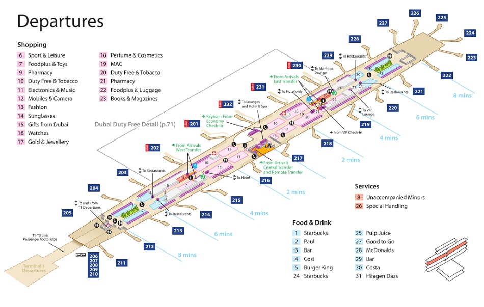 Dubai Airport Departures map