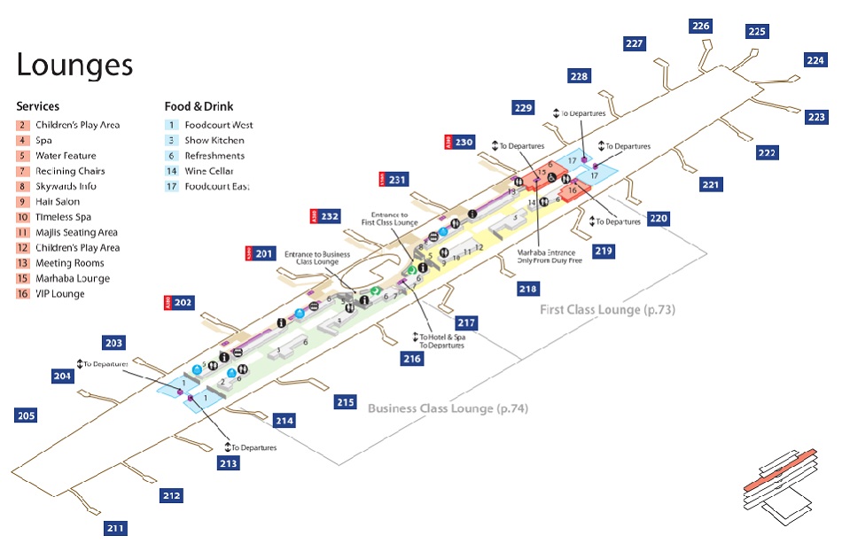 Dubai Airport Lounges map