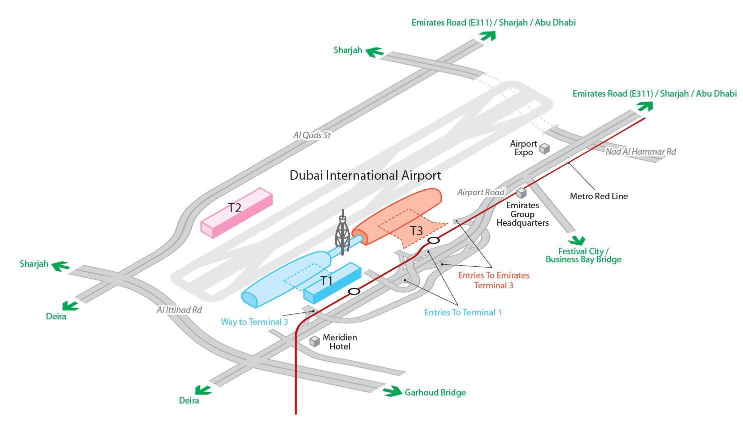 map Dubai airport