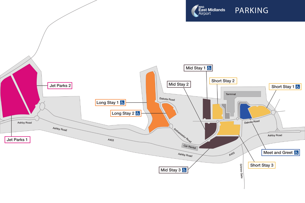 East Midlands Airport parking map